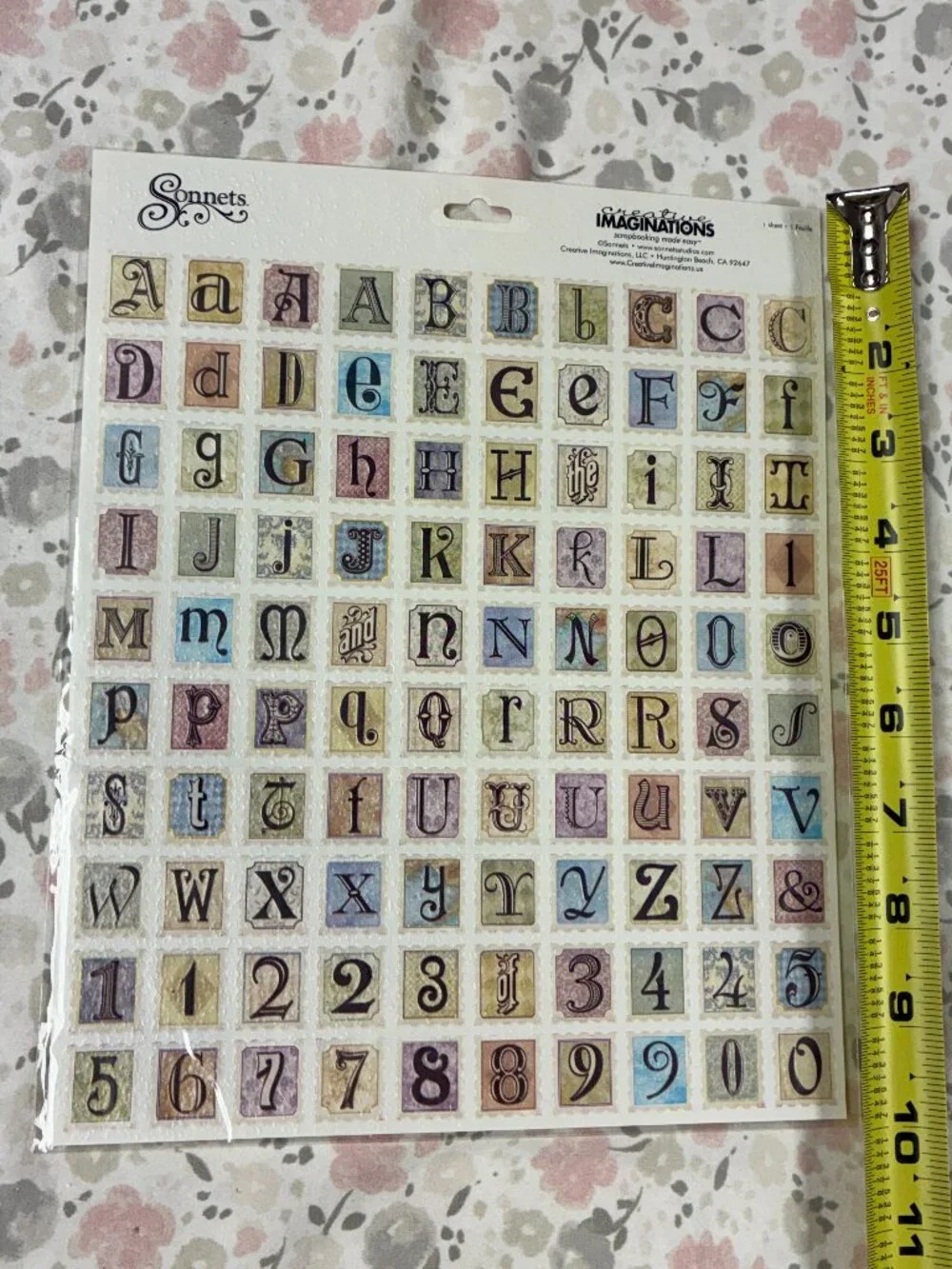 Sonnets Alphabet - Scrapbooking Letters - 1 Sheet - NIP